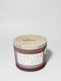 Milk & Honey 12 oz scented candle Medium Lilac vessel with Relax carved lid