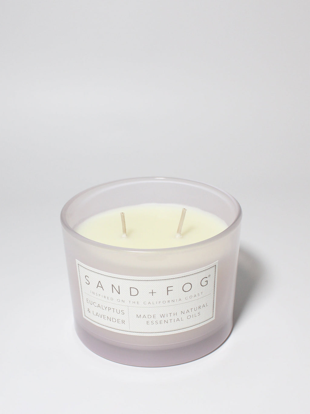 Eucalyptus & Lavender 12 oz scented candle Light purple vessel with "relax" carved lid