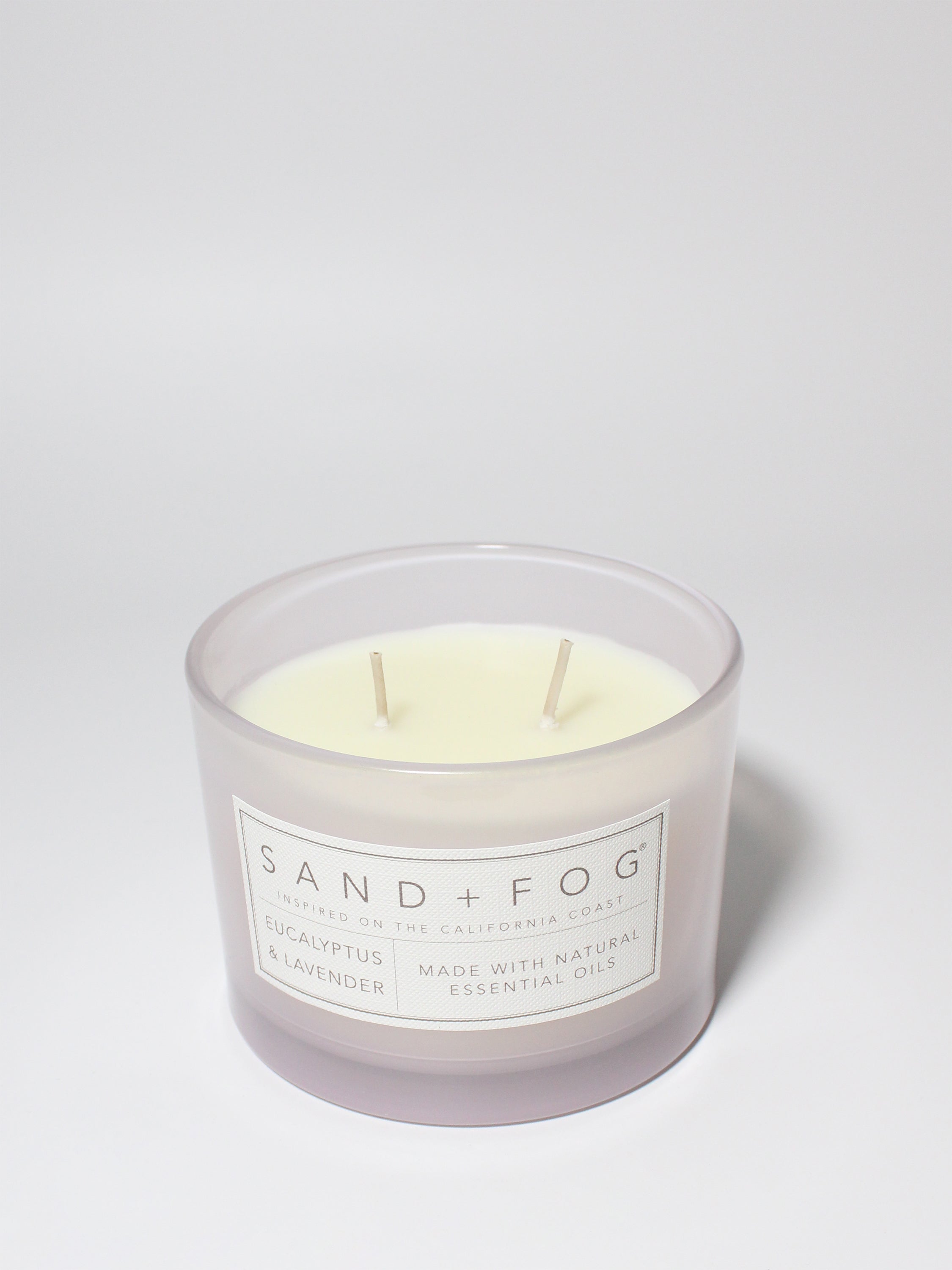 Eucalyptus & Lavender 12 oz scented candle Light purple vessel with "relax" carved lid