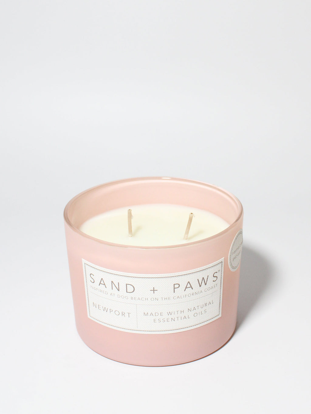 Sand + Paws Newport 12 oz scented candle Peony vessel with Painted Dog Bone lid