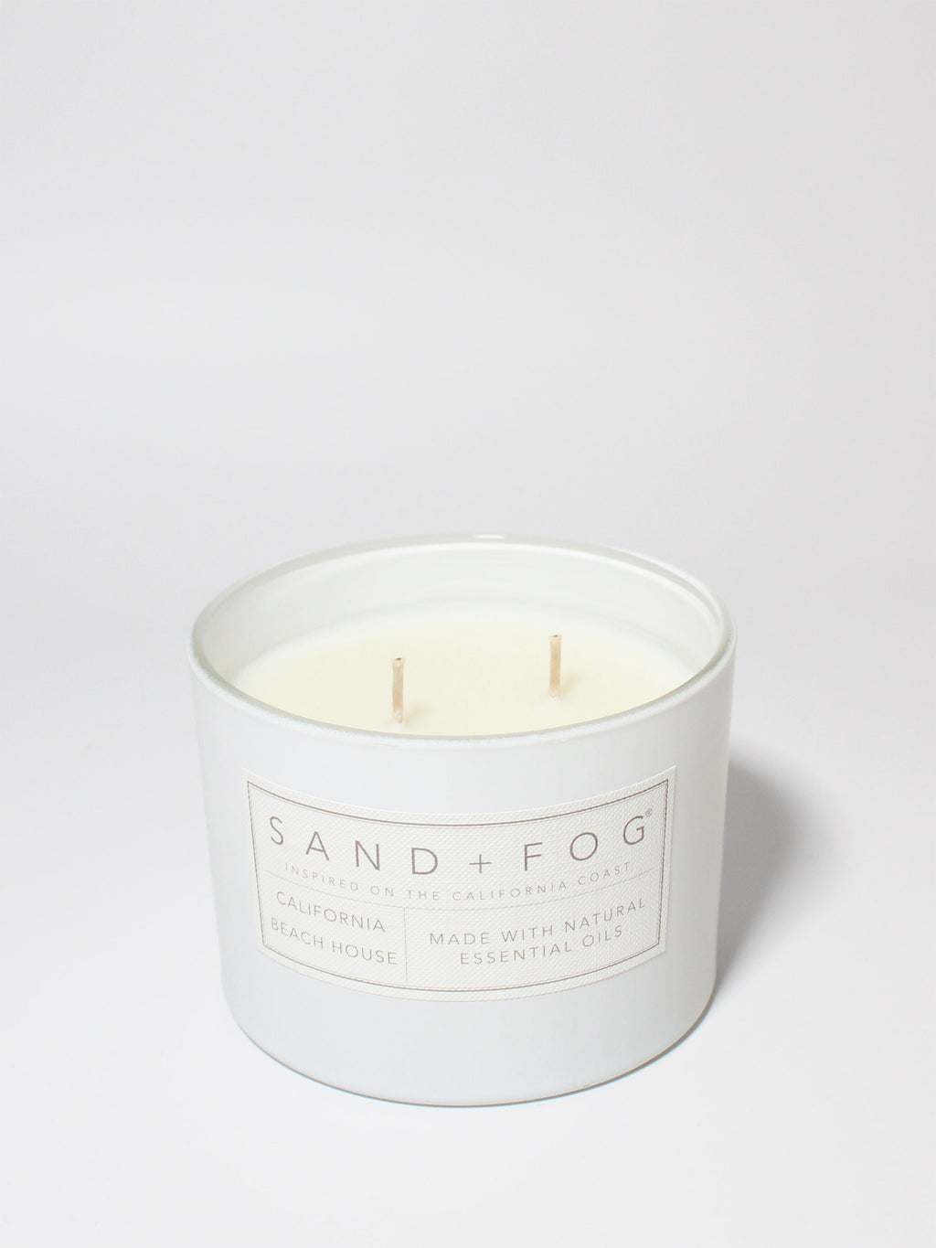 California Beach House 12 oz scented candle White vessel with Carved Mandala lid