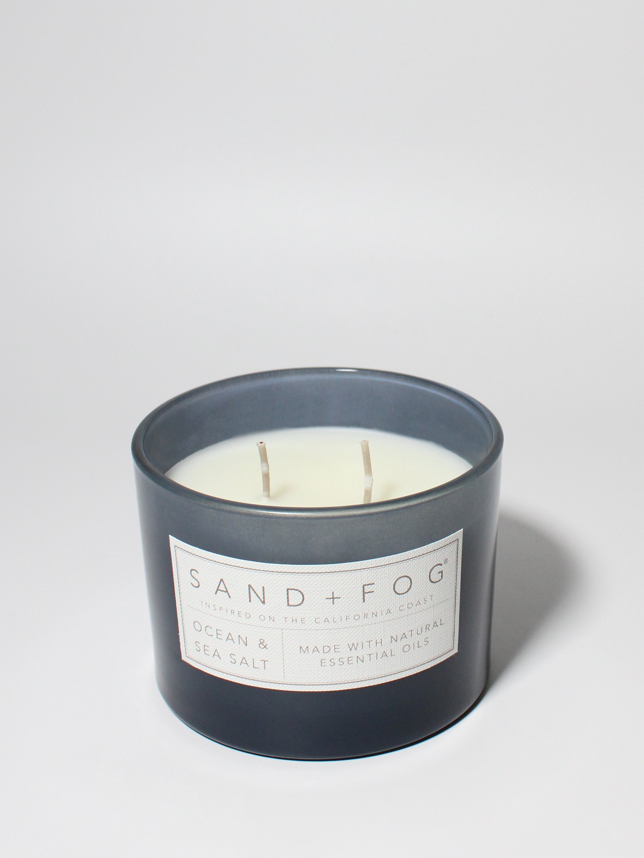 Ocean & Sea Salt 12 oz scented candle Ink vessel with Painted Abstract lid