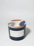 Ocean & Sea Salt 12 oz scented candle Ink vessel with Painted Abstract lid