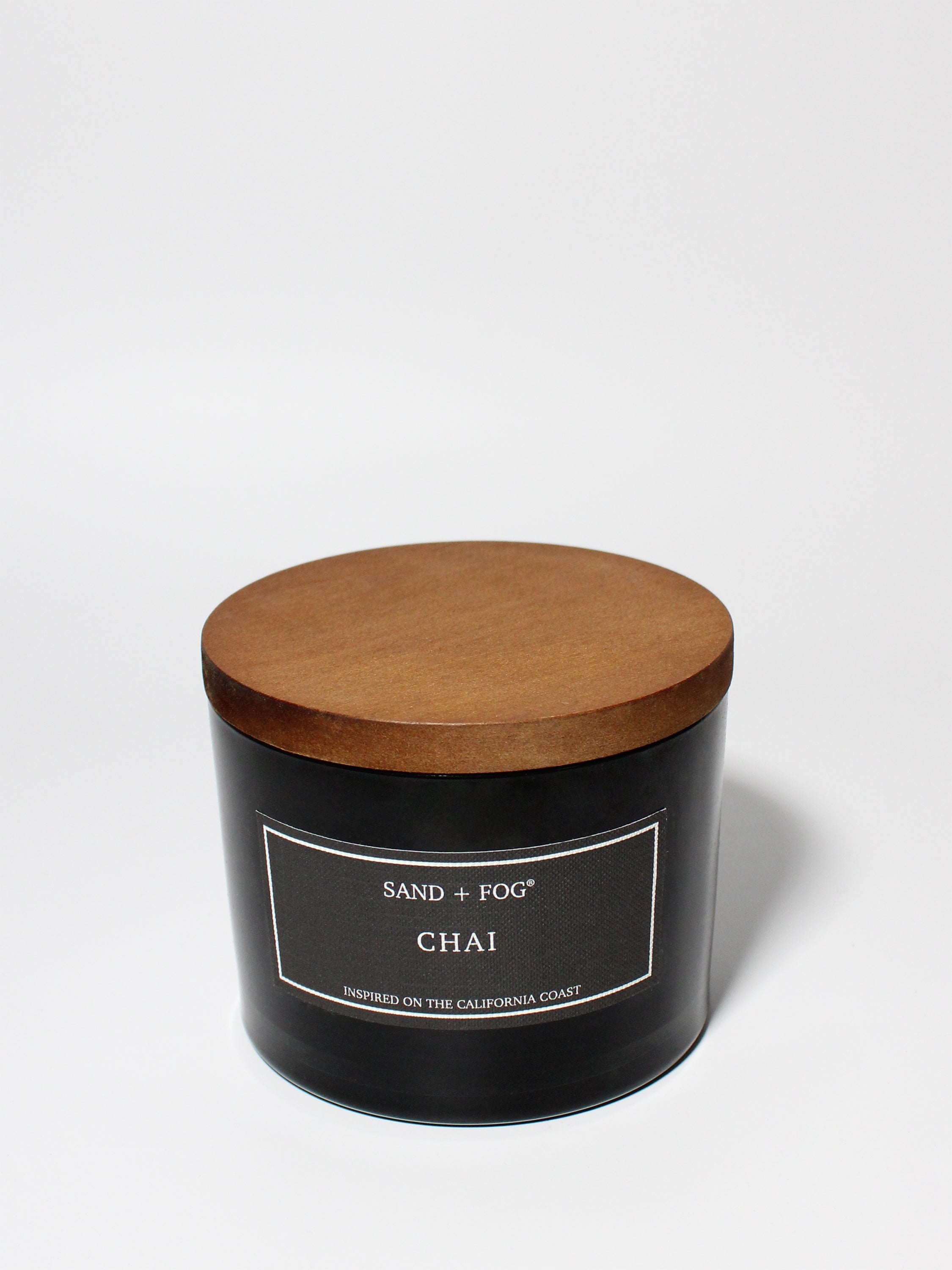 Chai 12 oz scented candle Black vessel with Wood Lid