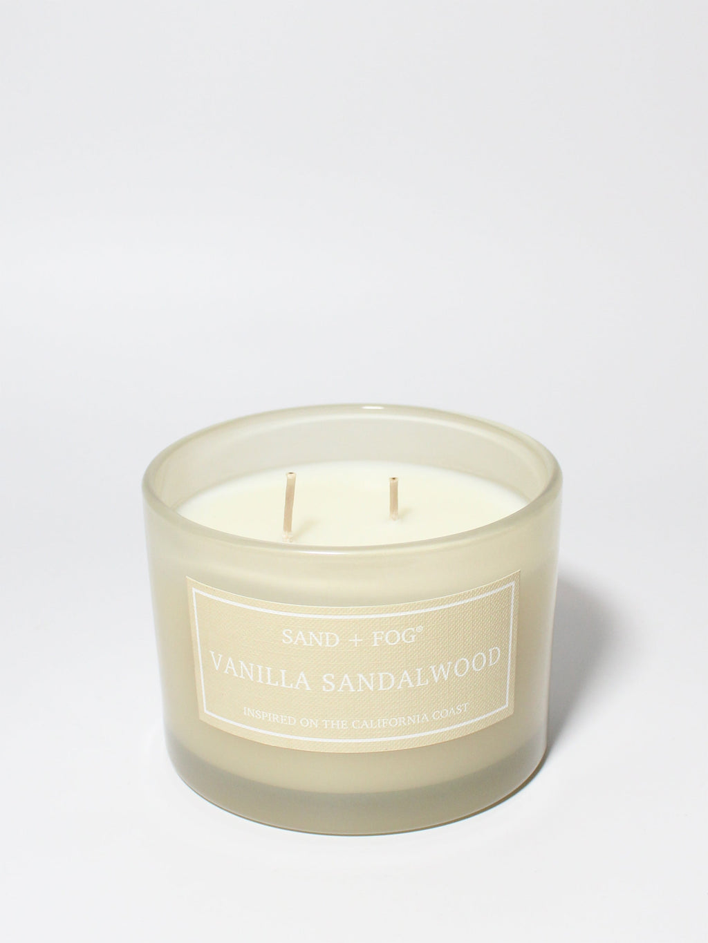 Vanilla Sandalwood 12 oz scented candle Flax vessel with wood lid