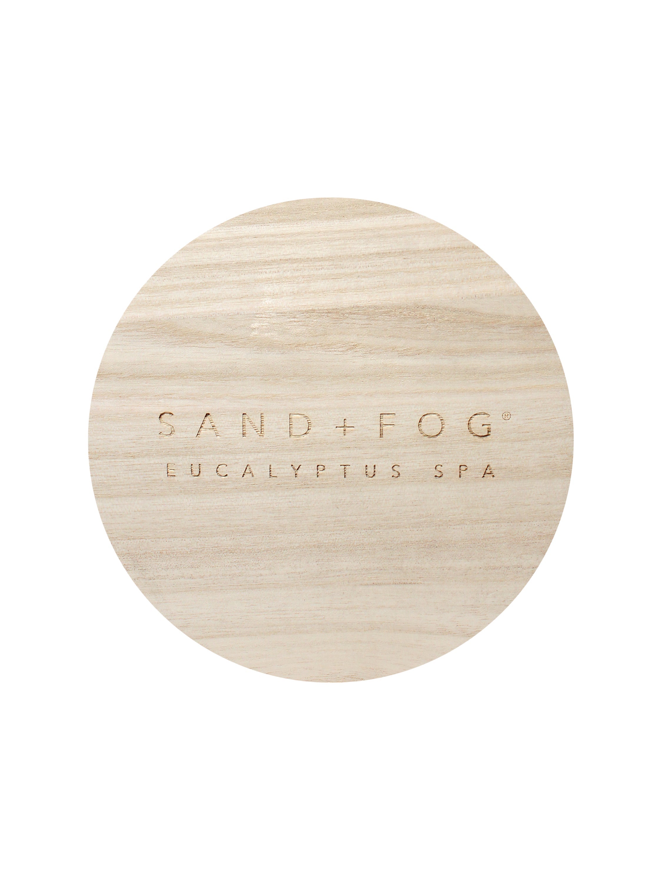 Eucalyptus Spa 23 oz scented candle Seafoam vessel with Sand+Fog wood lid