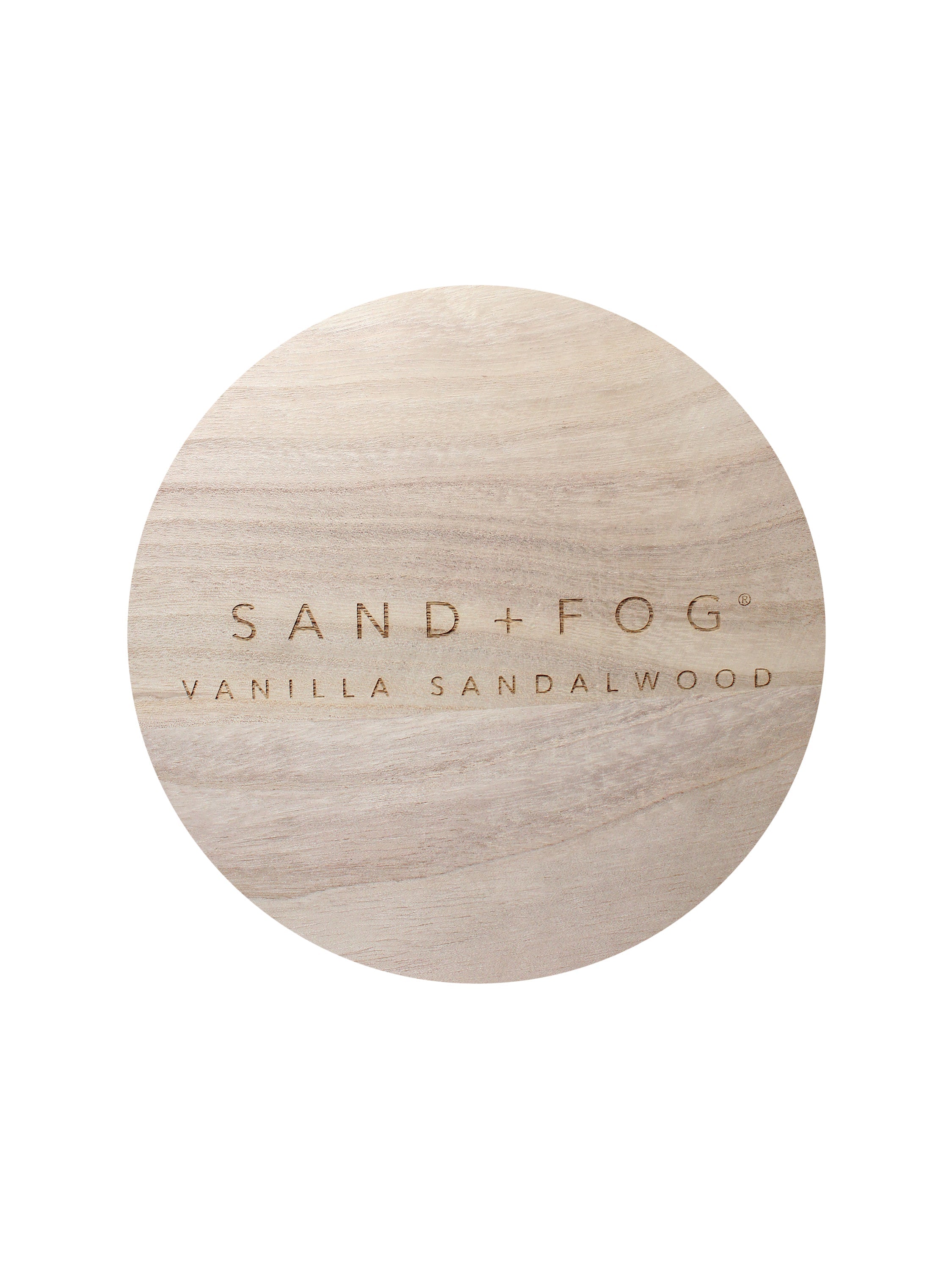 Vanilla Sandalwood 34 oz scented candle Cool gray vessel with S+F wood lid