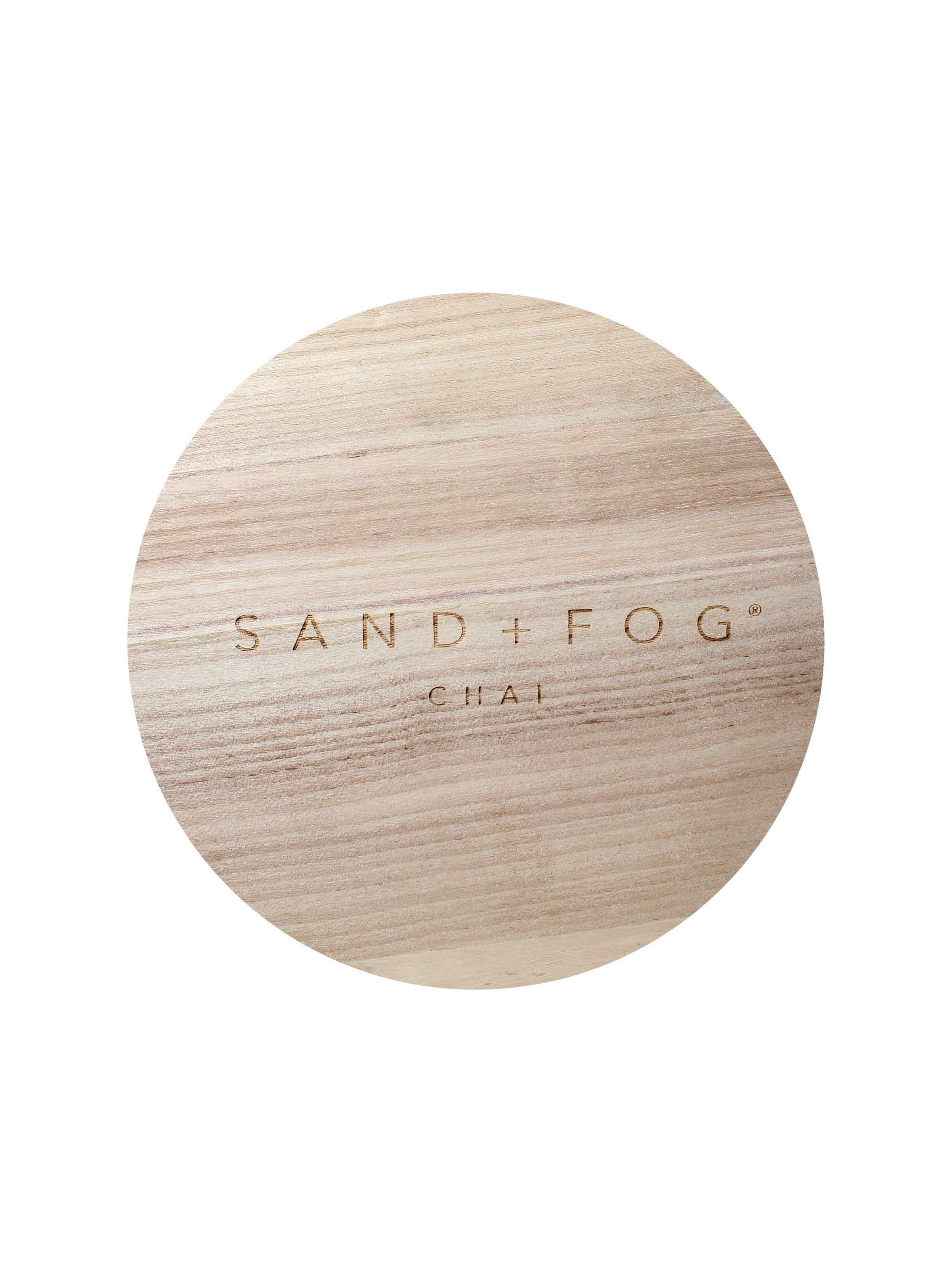 Chai 35 oz scented candle Black vessel with Sand+Fog wood lid