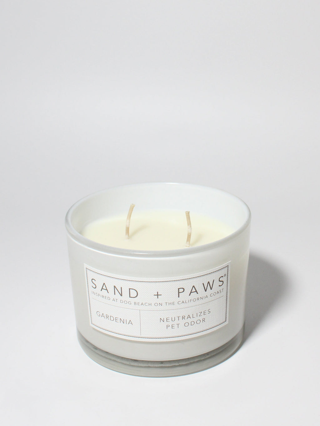 Sand + Paws Gardenia 12 oz scented candle White Vessel with Painted Home is Where my Dog Is lid