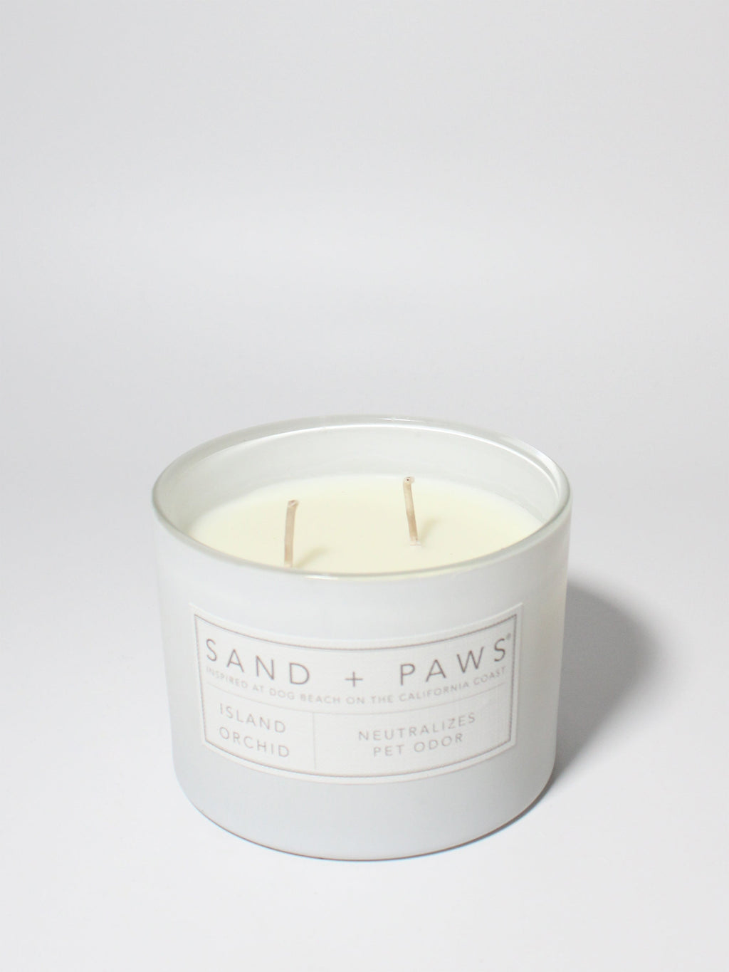Sand + Paws Island Orchid 12 oz scented candle White Vessel with Painted I heart U lid