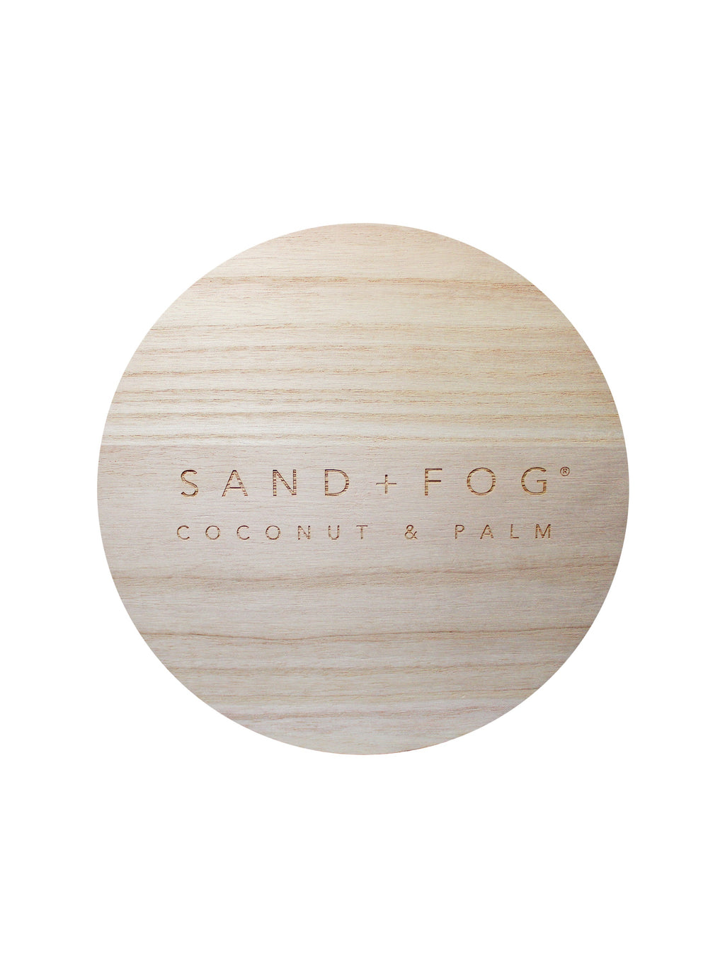Wood lid "Sand + Fog Coconut & Palm" carved